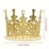 Coroana, coronita aurie din aliaj cu strasuri si perle - 7*5.5 cm