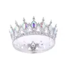Coronita argintie din aliaj cu strasuri si perle 15.5*5.3 cm