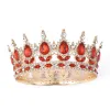 Coronita aurie din aliaj cu strasuri si perle rosii 15.5*5.3 cm
