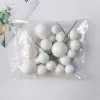 Set 20 sfere pentru decor tort, Albe stralucitor (sclipici)