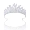 Tiara/ coronita argintie din aliaj cu strasuri si perle - 14.5*7 cm