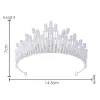 Tiara/ coronita argintie din aliaj cu strasuri si perle - 14.5*7 cm