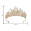 Tiara/ coronita aurie din aliaj cu strasuri si perle - 14.5*7 cm