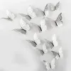 Fluturi 3D argintii, set 12 decoratiuni