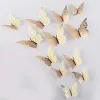 Fluturi 3D aurii, set 12 decoratiuni