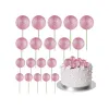 Set 20 sfere pentru decor tort, Roz stralucitor (sclipici)