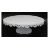 Platou din metal rotund cu picior dantelat, 35 cm alb