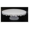 Platou din metal rotund cu picior dantelat, 30 cm alb