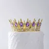 Coronita aurie din aliaj cu strasuri si perle Mov 12*5.5 cm