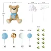 Set decoratiuni tort ursulet si norisori, albastru si auriu
