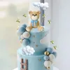 Set decoratiuni tort ursulet si norisori, albastru si auriu