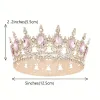 Coronita aurie din aliaj cu strasuri si perle roz deschis 15.5*5.3 cm