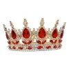 Coronita aurie din aliaj cu strasuri si perle rosii 15.5*5.3 cm