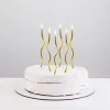 Lumanari ondulate pentru tort, aurii 15 cm (12 buc/1 set)