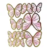 Set 30 de fluturi topper 3D, roz cu auriu