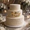 Toper tort "Birthday Queen", auriu - plexic