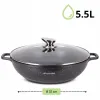 Cratita adanca 5.5L din aluminiu turnat – antiaderent marmorat, capac sticla, inductie