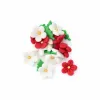 Flori din pastă de zahăr roșii și albe pentru decor tort – set 20 buc
