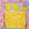 Set forme decupatoare biscuiți religioase – cruce, pește, porumbel, biblie – 8 modele, dimensiuni variate