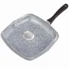 Tigaie grill pătrata 28x28 cm – granit antiaderent, capac sticla, inductie