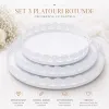 Platou din metal alb rotund dantelat, set 3 buc CQ