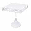 Platou din metal - patrat dantelat, 35 cm alb