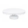 Platou din metal rotund cu picior dantelat, 30 cm alb