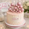 Set 20 sfere pentru decor tort, Roz cu auriu stralucitor (sclipici)