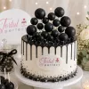 Set 20 sfere din spuma pentru decor tort, Negru stralucitor (sclipici)