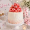 Set 12 bile decorative rosii pentru tort – mini cake topper | Accesorii elegante pentru nuntă, botez, aniversare