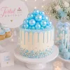 Set 12 bile decorative albastre pentru tort – mini cake topper | Accesorii elegante pentru nuntă, botez, aniversare