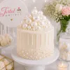 Set 12 bile decorative albe pentru tort – mini cake topper | Accesorii elegante pentru nuntă, botez, aniversare
