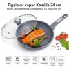 Tigaie cu capac 24 cm, granit, antiaderentă cu inducție, gri