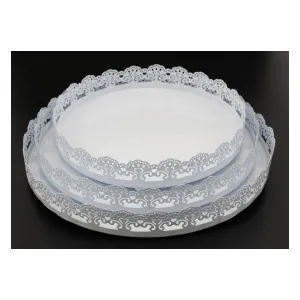 Platou Ø 35 din metal alb rotund dantelat, 1 buc