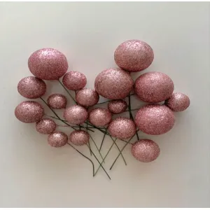 Set 20 sfere pentru decor tort, Roz cu auriu stralucitor (sclipici)