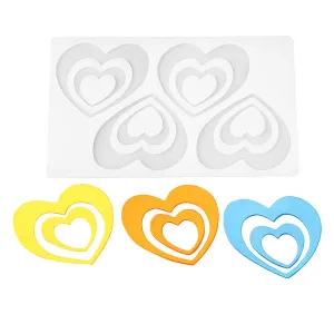 Forma din silicon pentru ciocolata, 4 Inimi