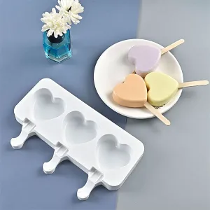 Forma din silicon pentru inghetata, 3 inimi