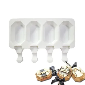 Mulaj din silicon pentru inghetata + bete, 4 forme