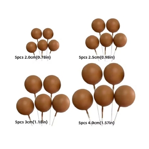 Set 20 sfere pentru decor tort, Maro mat