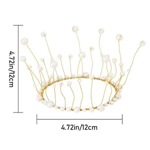 Coronita Aurie cu alb din metal flexibila - 12 cm