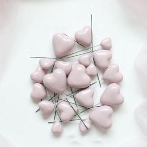 Set 20 Inimi pentru decor tort, Albe