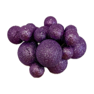 Set 20 sfere pentru decor tort, Mov stralucitor (sclipici)