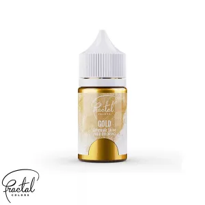 Colorant alimentar lichid auriu Fractal ShimmAir Shine 33g – efect metalic intens pentru decoruri profesionale