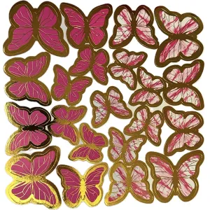 Decoratiuni fluturi din hartie, set 63 de decoratiuni MyBake roz intens