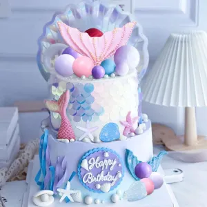 Set 26 decoratiuni 3D pentru tort tematic Sirenă