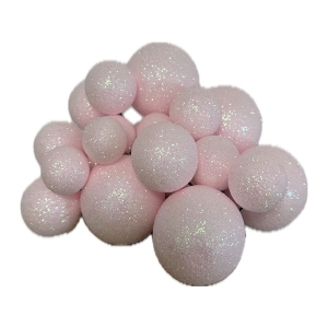 Set 20 sfere pentru decor tort, Roz deschis stralucitor (sclipici)