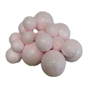 Set 20 sfere pentru decor tort, Roz deschis stralucitor (sclipici)