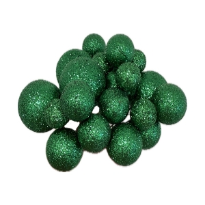 Set 20 sfere pentru decor tort, Verde stralucitor (sclipici)