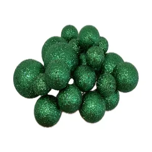 Set 20 sfere pentru decor tort, Verde stralucitor (sclipici)
