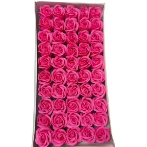 Set 50 de trandafiri Roz inchis , din sapun